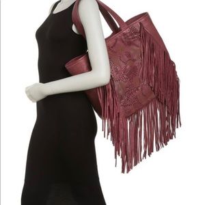 FRYE Vivian Leather Fringe Tote Bag